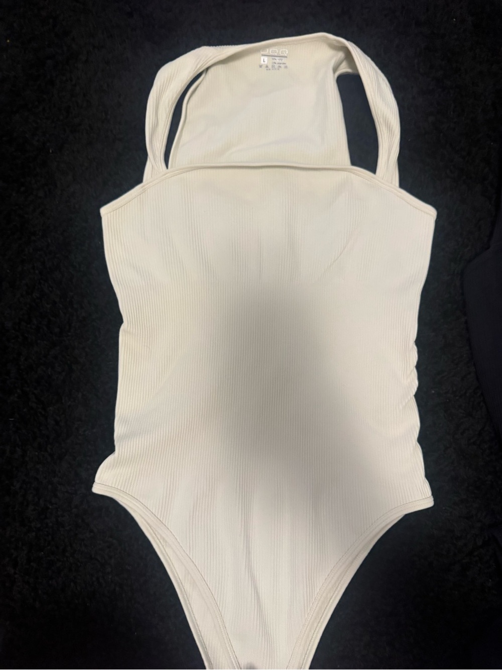 QQQ Ribbed Square Neck Bodysuit Bundle White & Black Size Large L Stretch